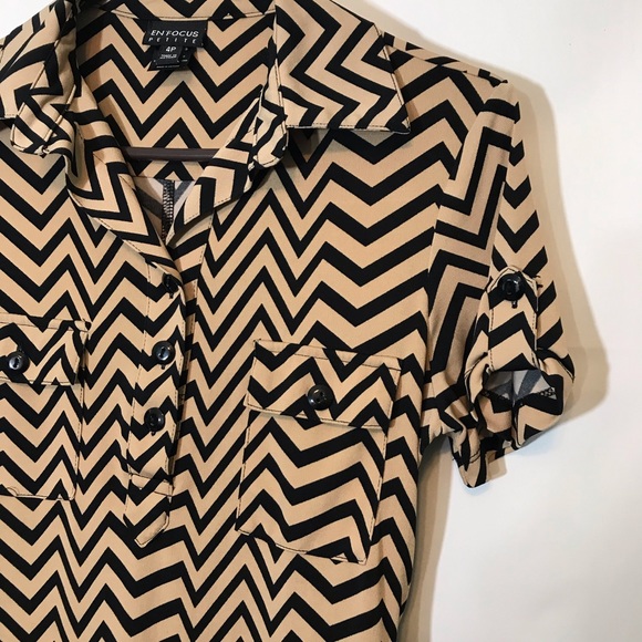 EnFocus Petite Chevron shirtwaist Henley Dress - Picture 2 of 8